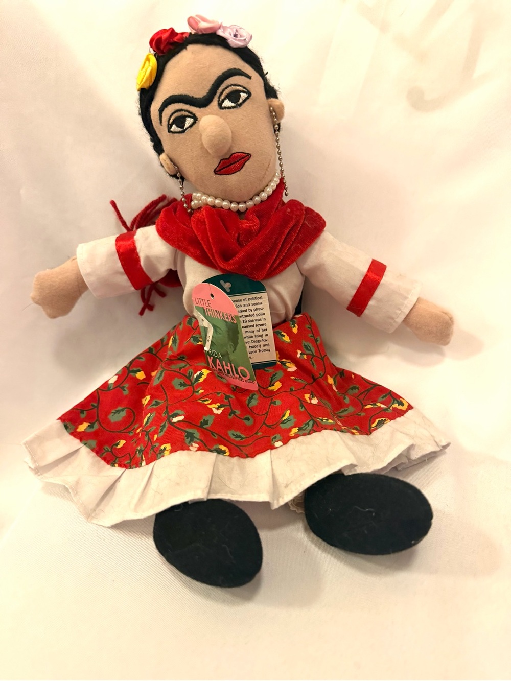 Frida Kahlo Inspired Red Floral Fabric Doll by Little Thinkers